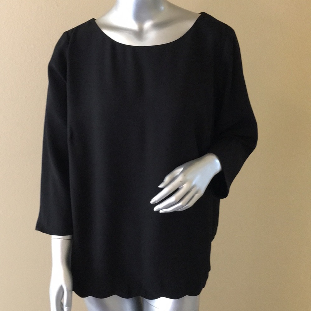 TALBOTS | Petites Scalloped 3/4 Sleeve Blouse